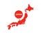 Japan map silhouette with capital Tokyo logo design. æ—¥æœ¬åœ°å›³ã®ã‚¤ãƒ©ã‚¹ãƒˆ. World map, infographic elements.